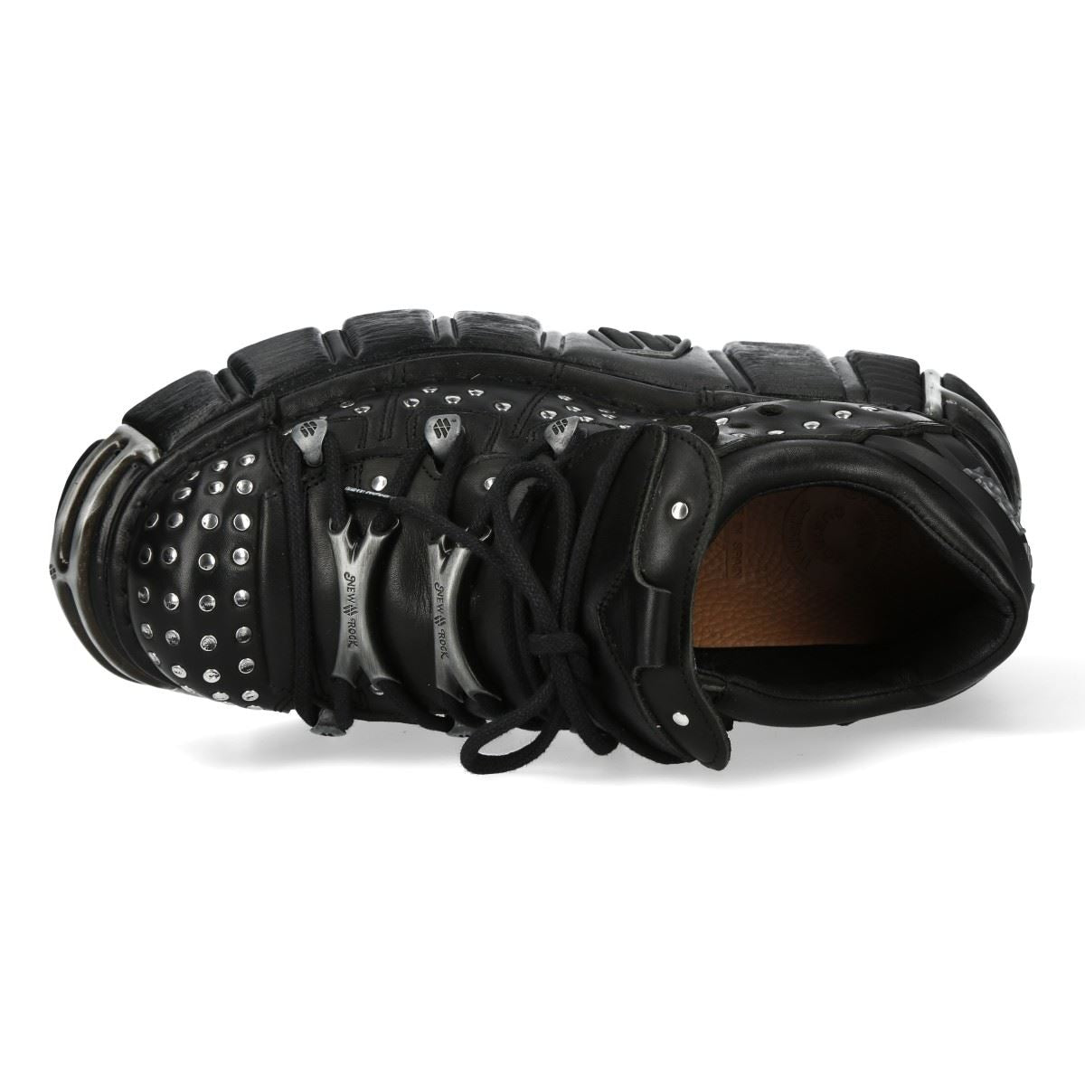 New Rock M-120NR-C1 Black Leather Platform Ankle Boots