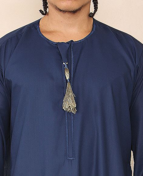 Mens Thobe Jubba Islamic Clothing Muslim Kaftan Emirati Omani Robe Arab Tassel