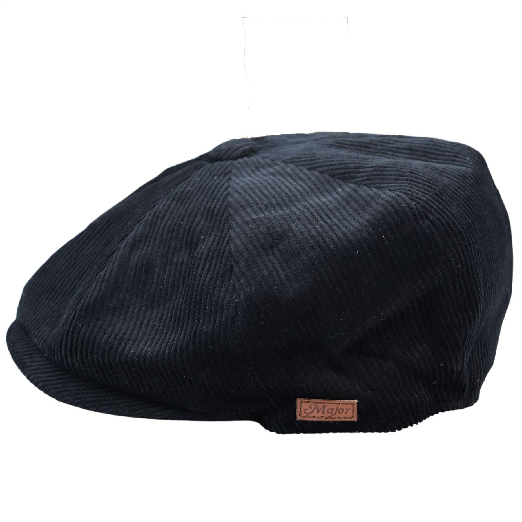 Mens 8 Panel Razor Baker Boy Hat Corduroy Blinders Newsboy Flat Caps Black Classic - Knighthood Store