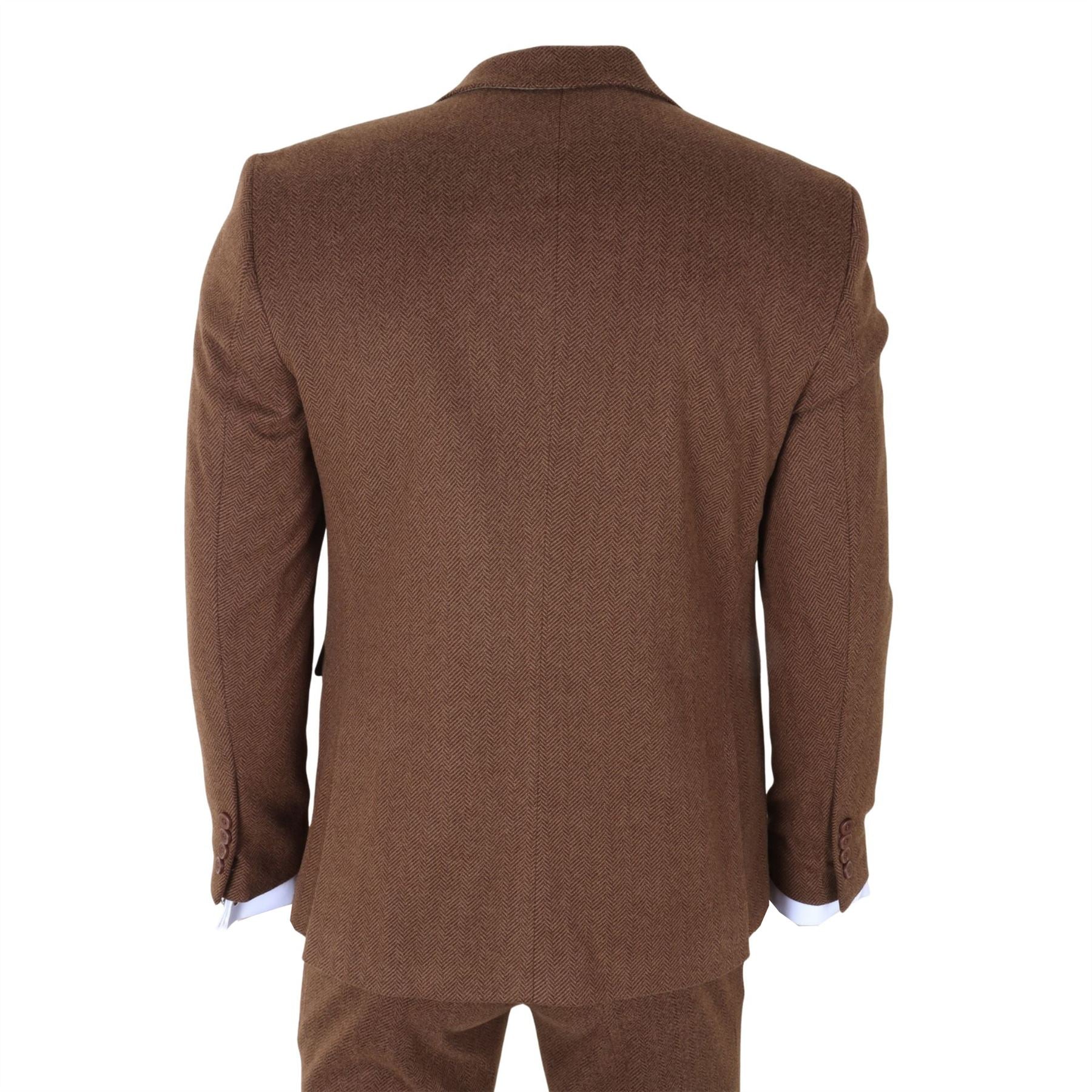 IM42 - Men's Brown 3 Piece Tweed Herringbone Suits