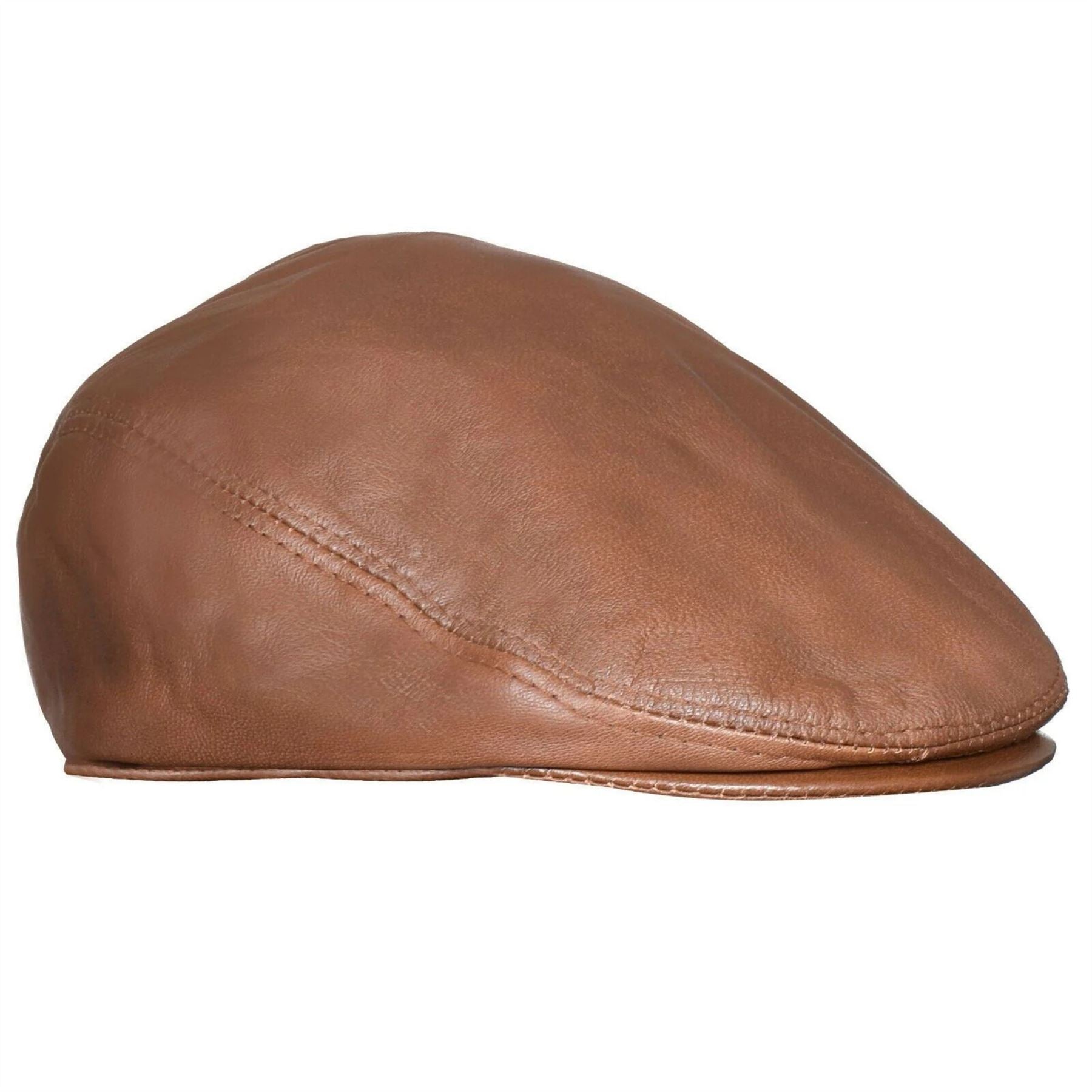 Men's Real Leather Ivy Newsboy Peaked Flat Cap