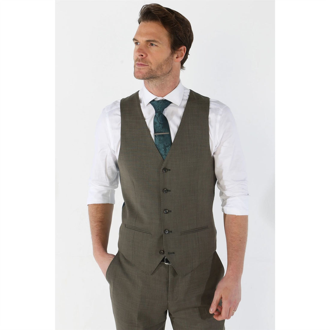 Men's Waistcoat Sage Green Tailored Fit Summer Wedding Vest