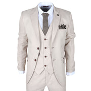 Men's Suit Beige 3 Piece Tailored Fit Wedding Formal Dress