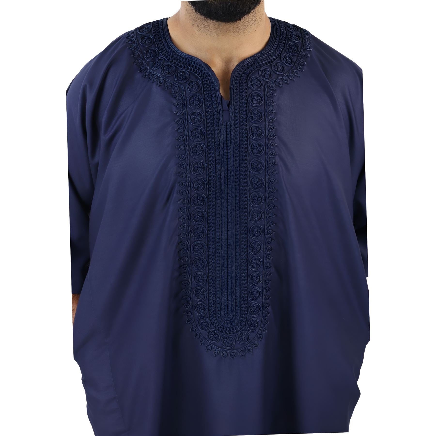 Mens Morrocan Thobe Jubba Islamic Clothing Kaftan Dubai Arabic Robe Half Short Sleeve