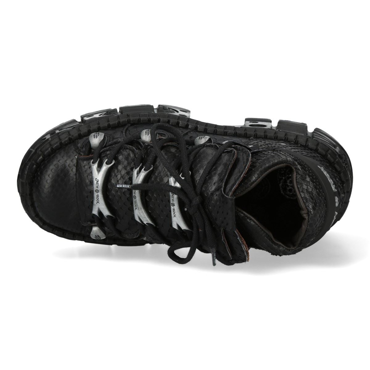 New Rock M-106WALL-C65 Black Leather Platform Ankle Boots