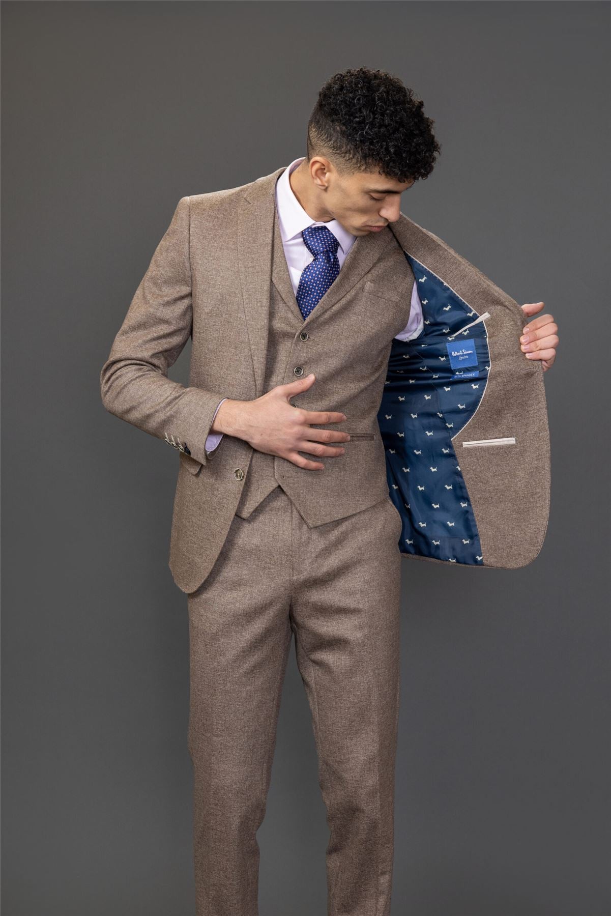 Men's Suit 3 Piece Brown Wedding Formal Dress