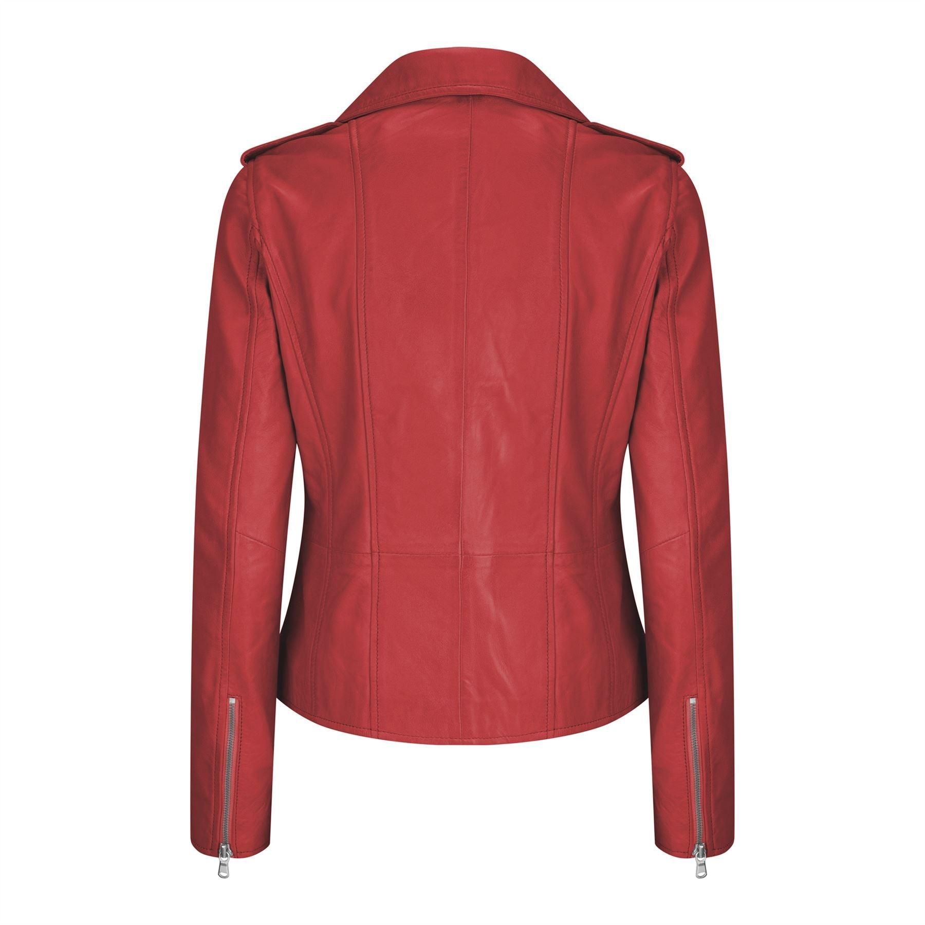 Womens Ladies Real Soft Leather Racing Style Biker Jacket - Knighthood Store