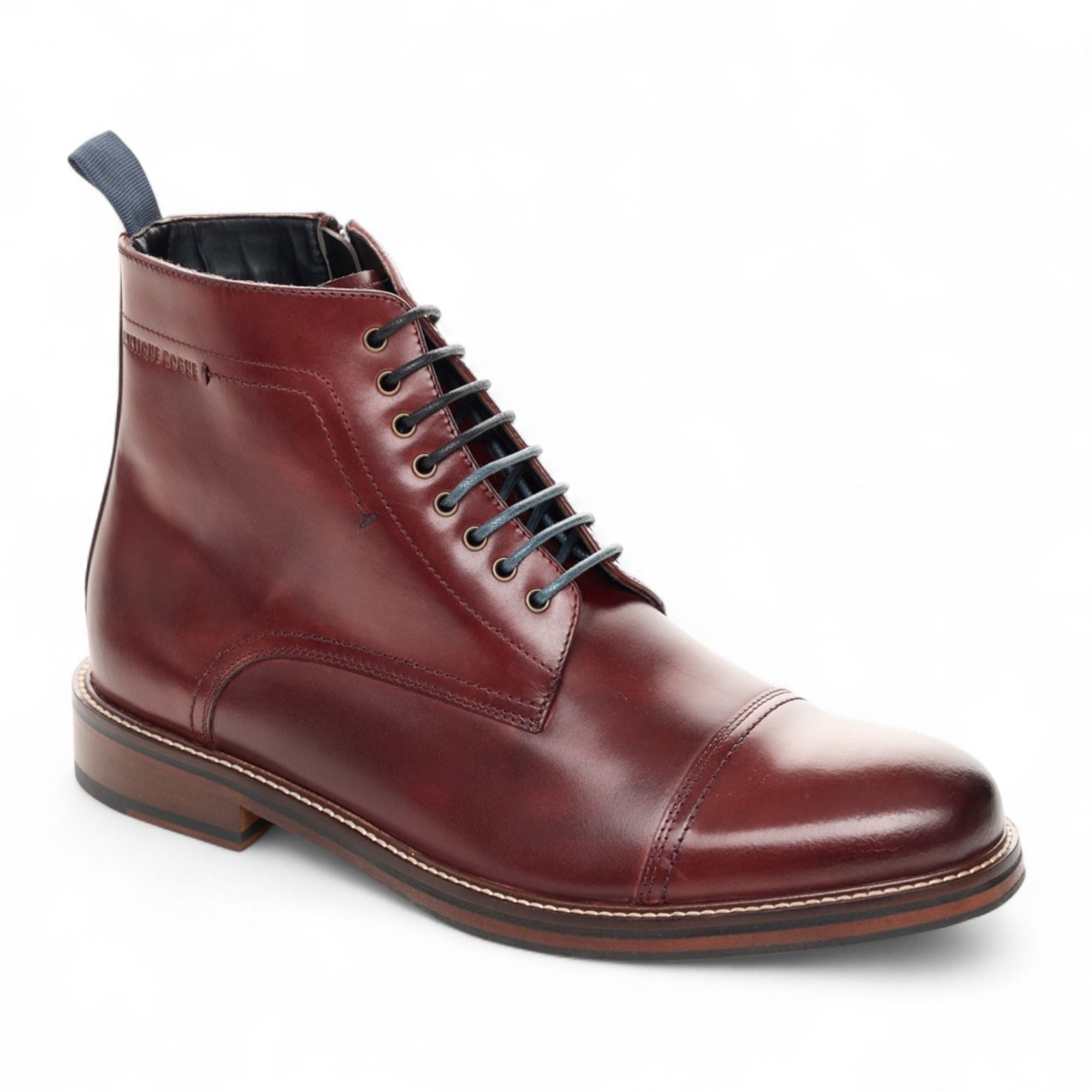 Men's Capped Balmoral Burgundy Leather Dress Ankle Boots
