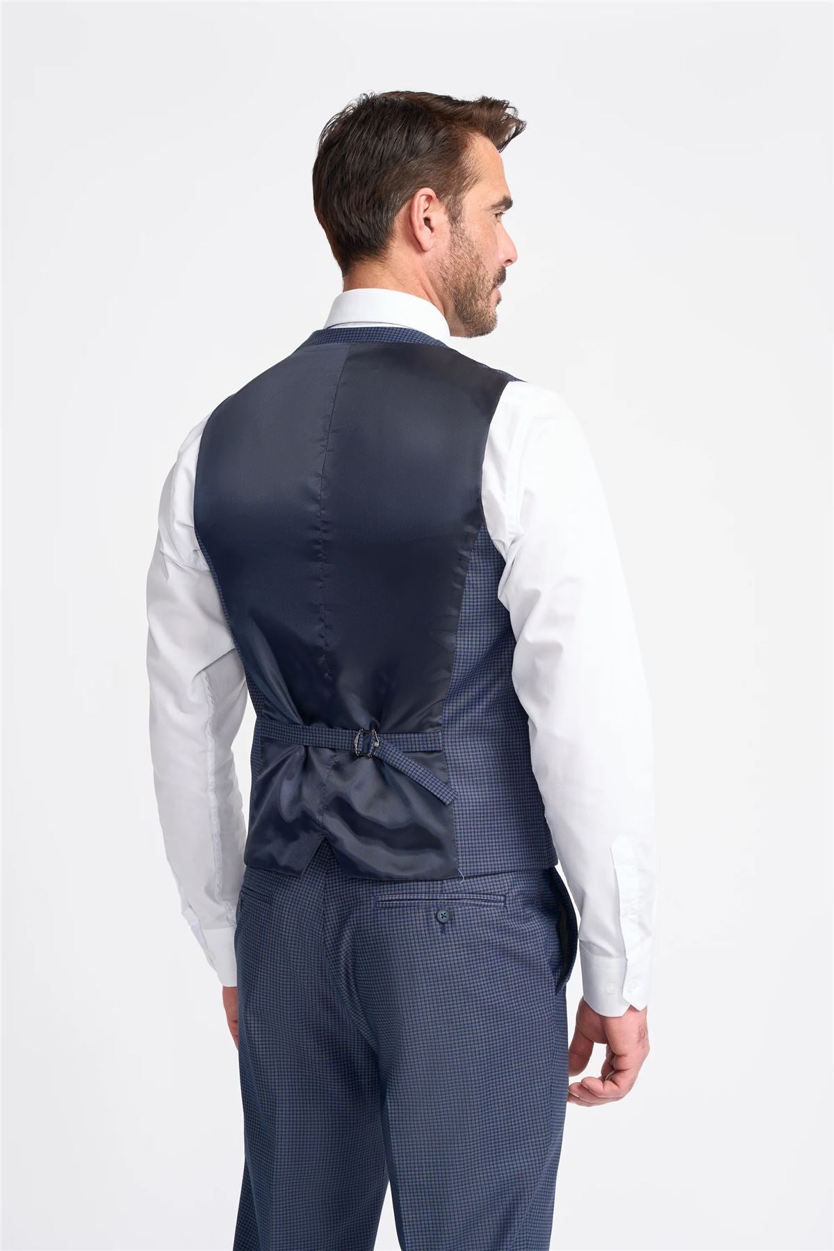 Men's Waistcoat Navy Check Tailored Fit Vest