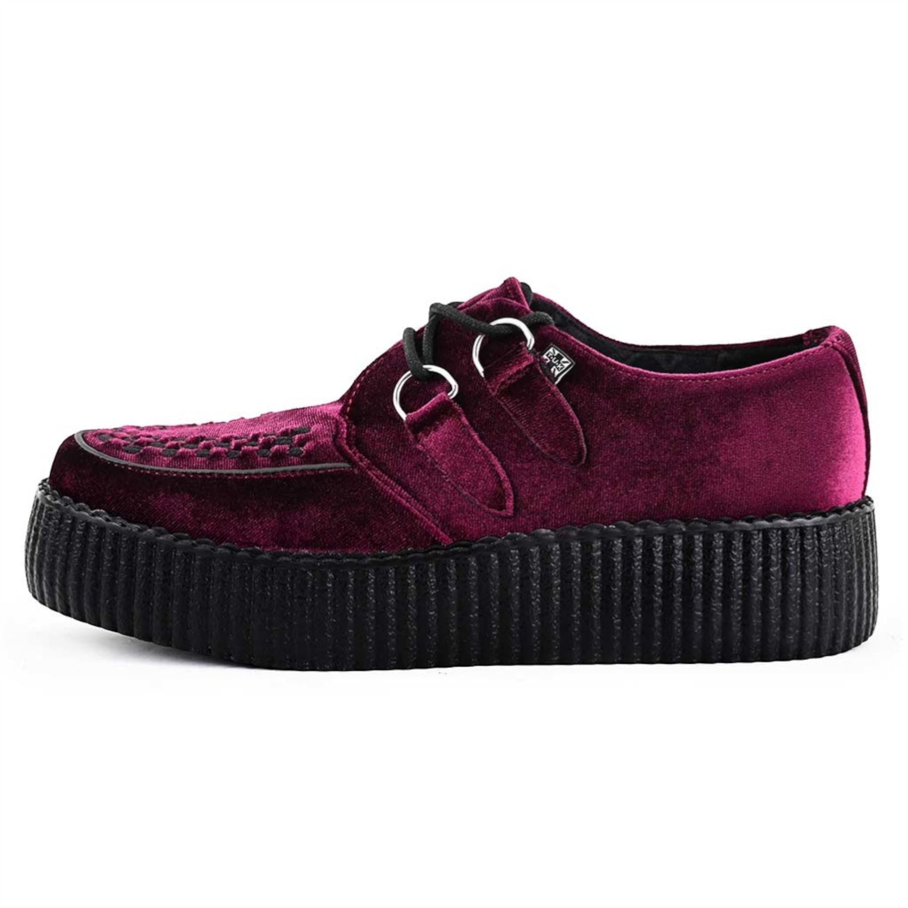 Viva High Creeper Burgundy Velvet Platform Lace-Up Shoes