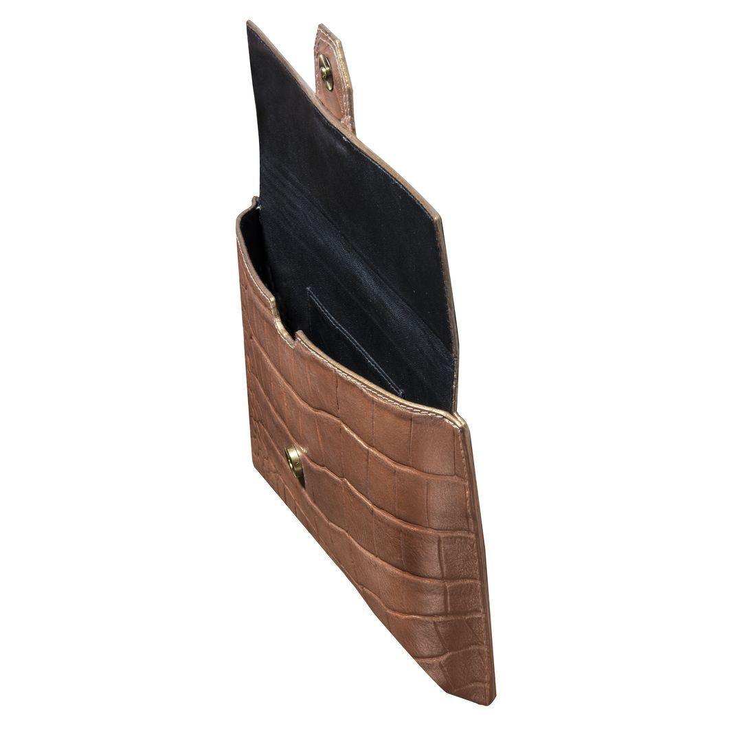 Womens Real Leather Buckle Hide Clutch Shoulder Bag Metal Chain Cross Body - Knighthood Store