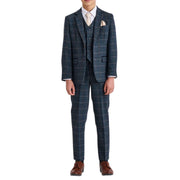 Harris - Boys Navy 3 Piece Wool Blend Tweed Suit