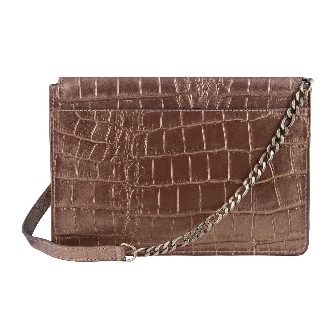 Womens Real Leather Buckle Hide Clutch Shoulder Bag Metal Chain Cross Body - Knighthood Store