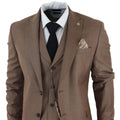 Mens Classic 3 Piece Suit Brown Pocket Chain Wedding Tailored Fit Vintage Formal - Knighthood Store