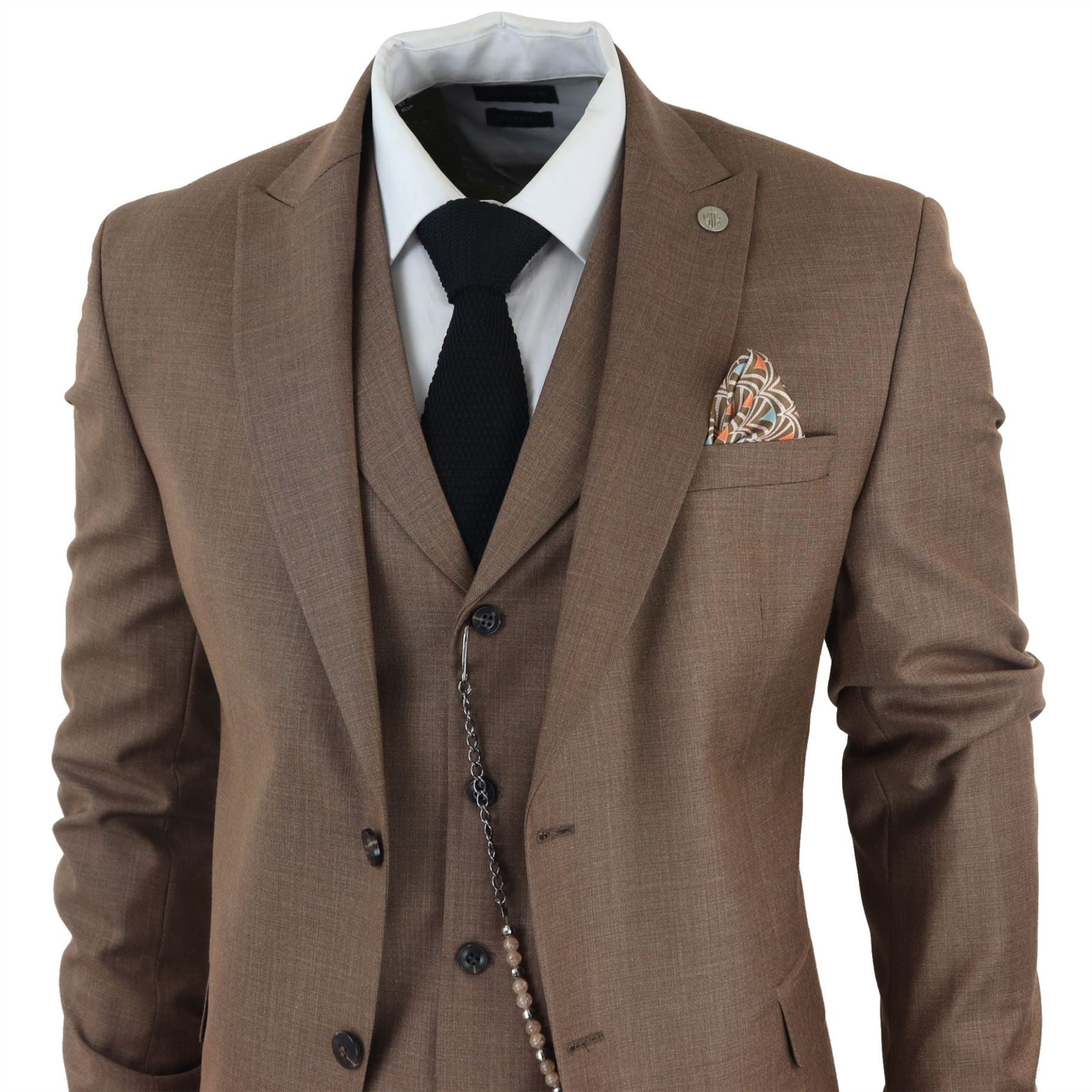 TruClothing James Men 3 Piece Brown Suit