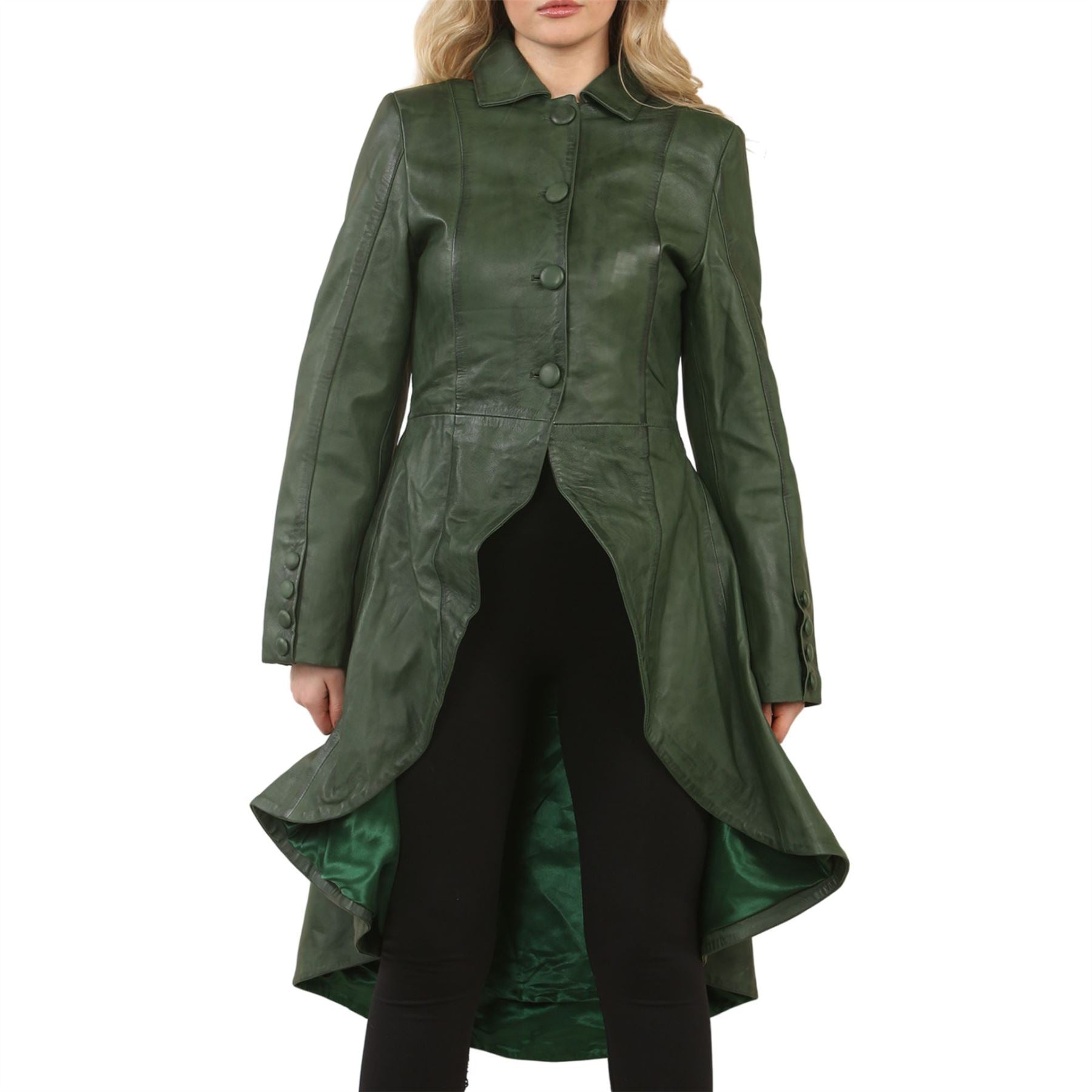 Women's Gothic Full Length Victorian Leather Coat