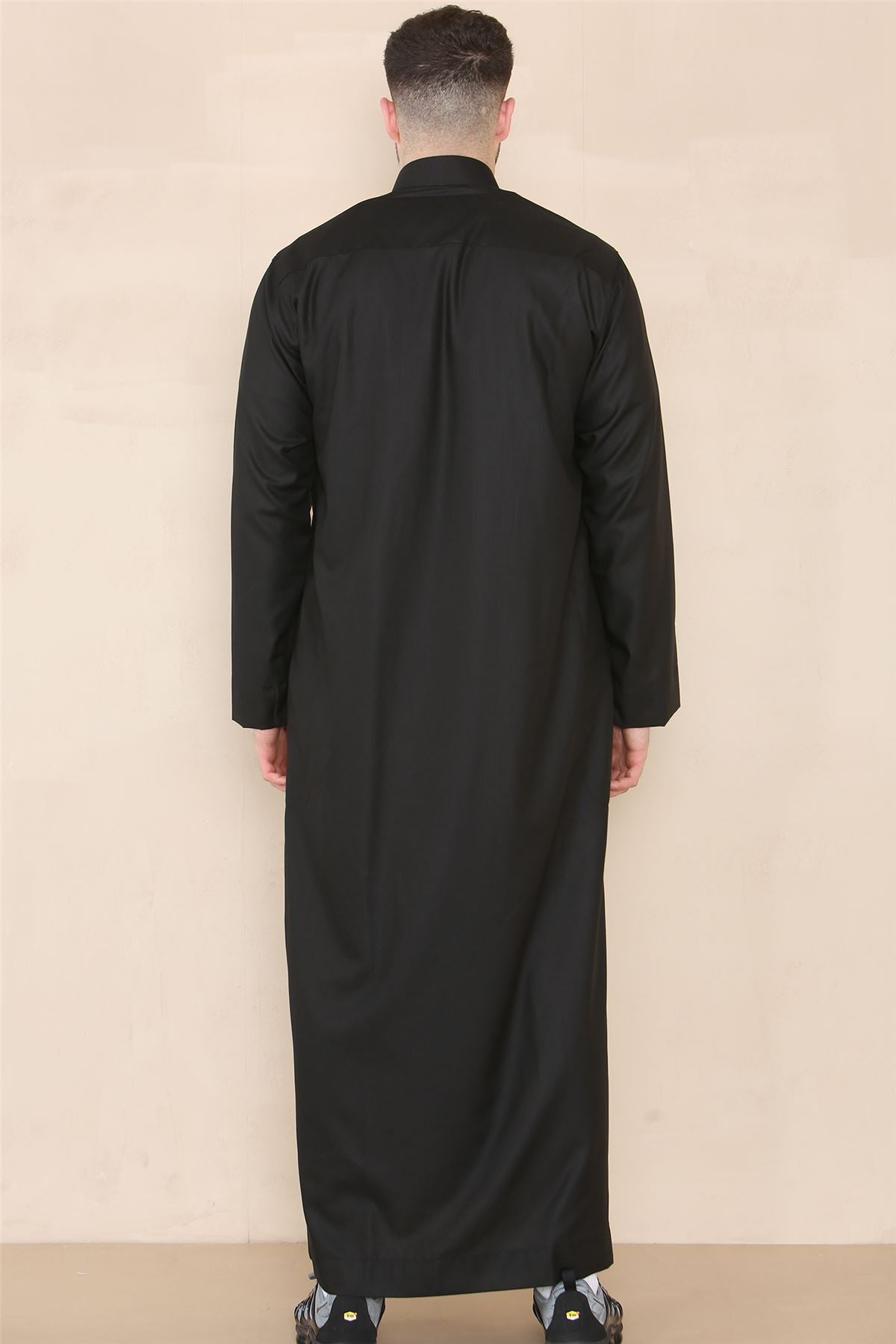 Mens Thobe Jubba Nehru Stand Collar Islamic Clothing Muslim Kaftan Eid Robe Saudi Slim Regular Fit