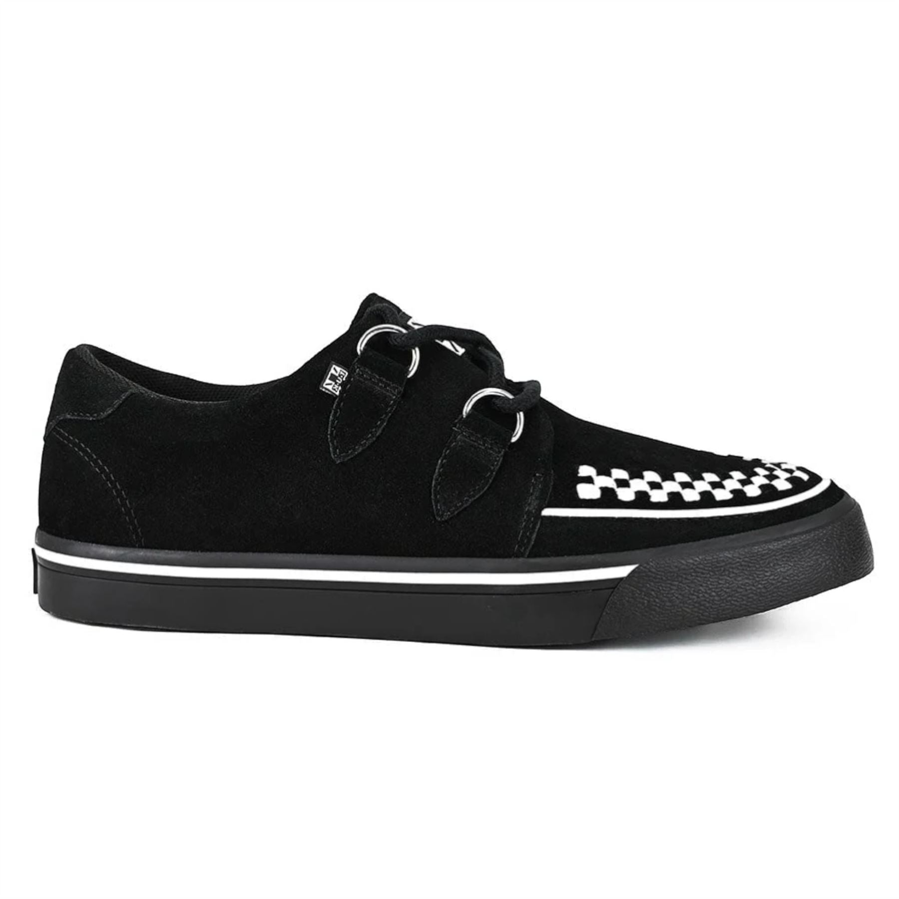 Pointed Creeper Sneaker Black White Suede Platform Shoes