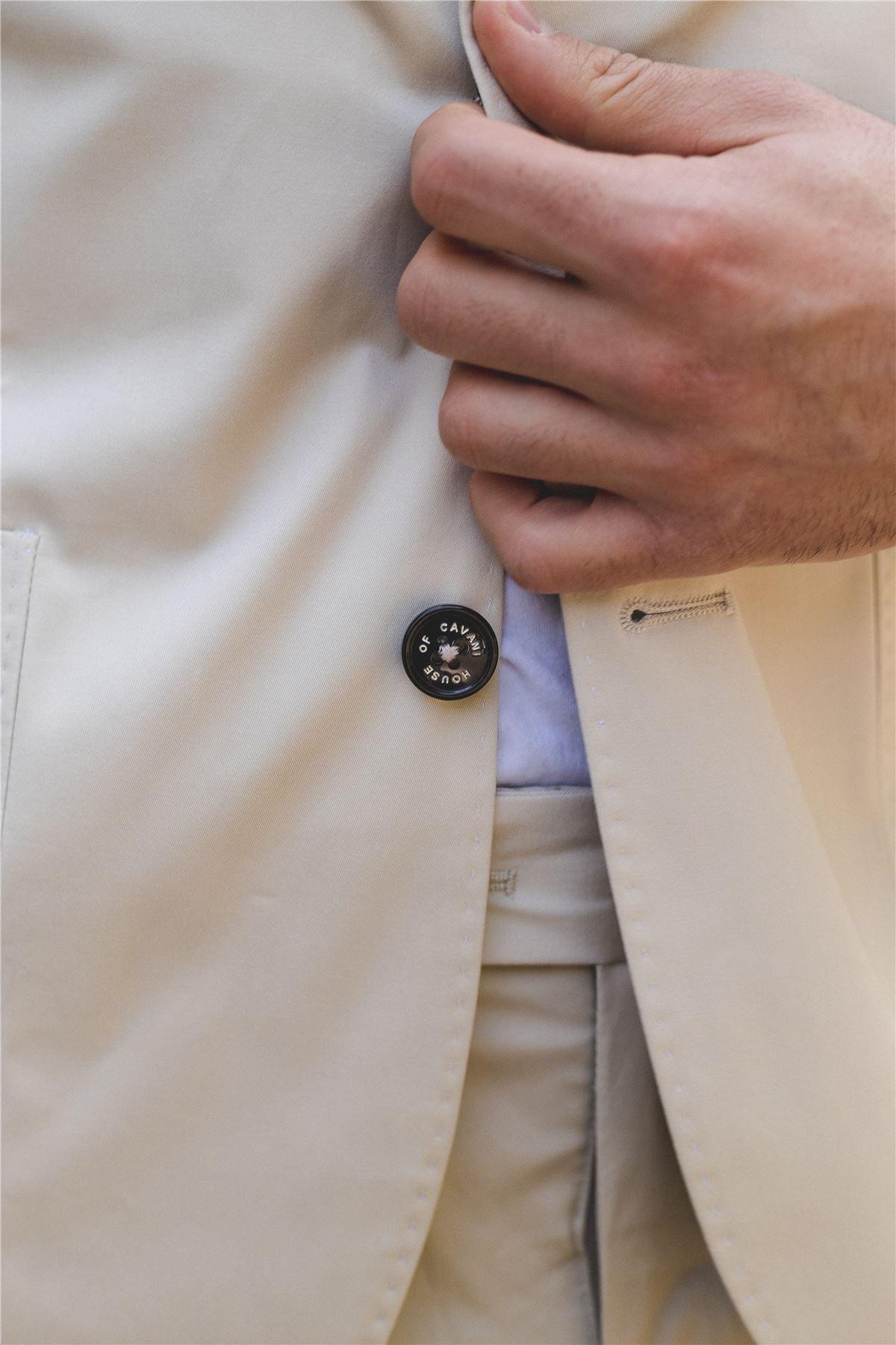 Mens 2 Piece Summer Suit Beige Office Wedding Smart Casual Classic Italian Tailored Fit - Knighthood Store