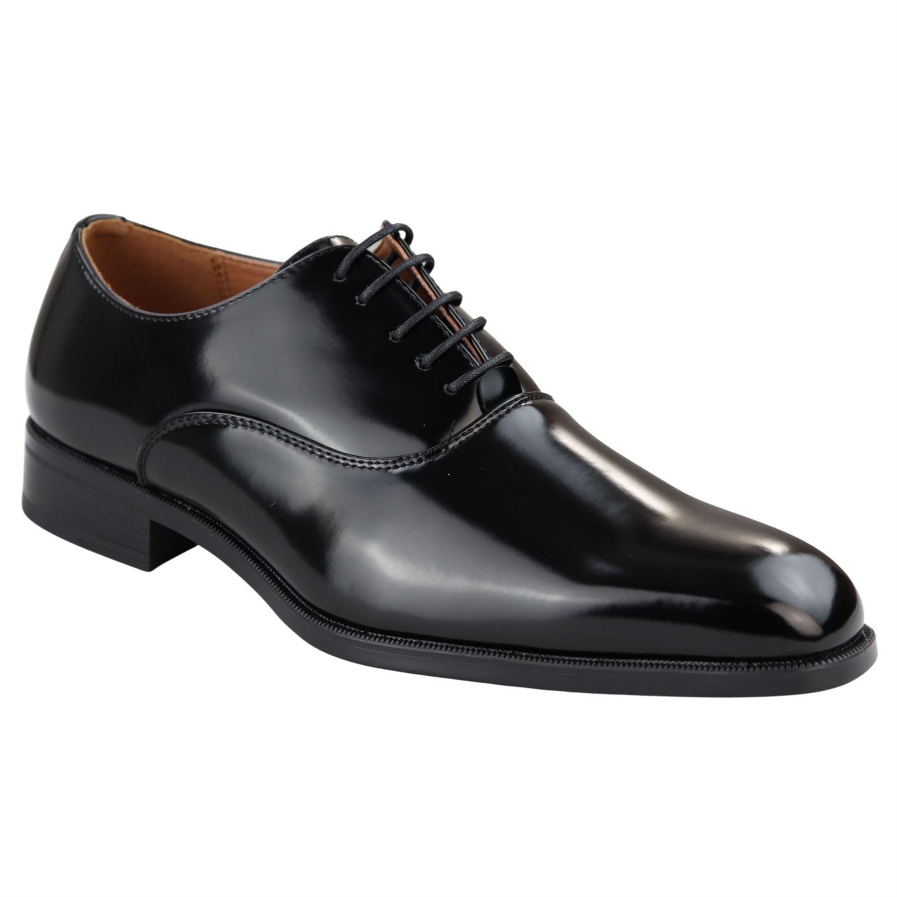 Mens Smart Formal Patent Oxford Shoes Shiny Laced Classic Round Toe Dress - Knighthood Store