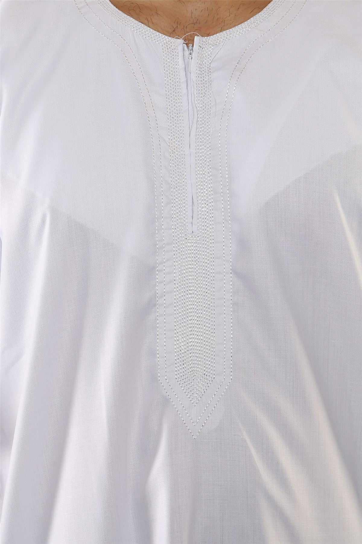 Mens Thobe Jubba Islamic Clothing Kaftan Half Sleeve Robe Moroccan Arab Zipped