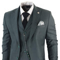 Mens Classic 3 Piece Suit Olive Green Pocket Chain Wedding Tailored Fit Vintage Formal - Knighthood Store