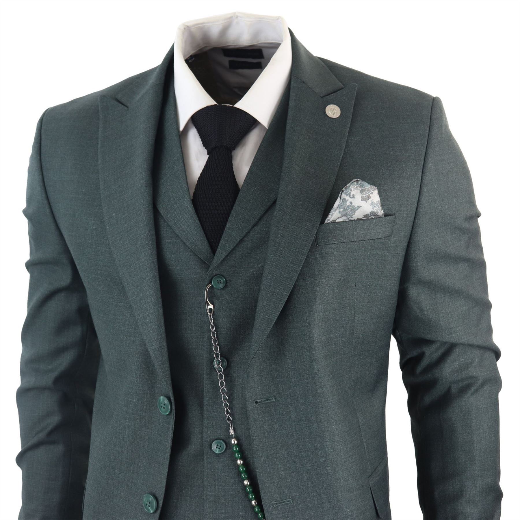 TruClothing James Men 3 Piece Green Suit
