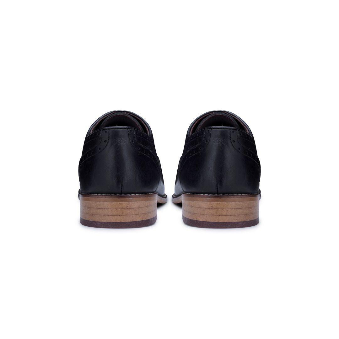 Mens Real Leather Classic Brogues Black Laced Shoes Smart Formal Leather Vintage - Knighthood Store