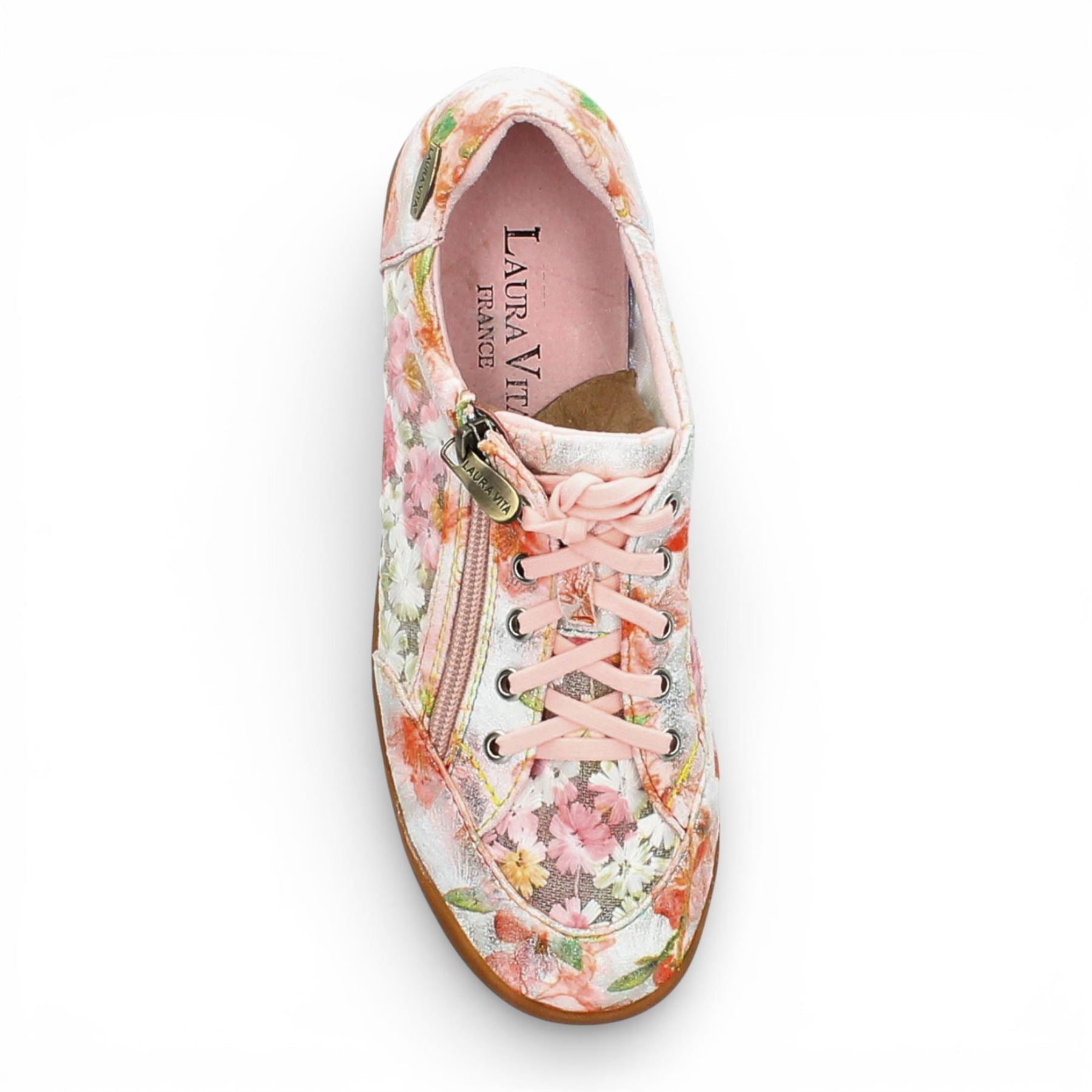 Tivanao 05 - Women's Pink Floral Leather Sneakers