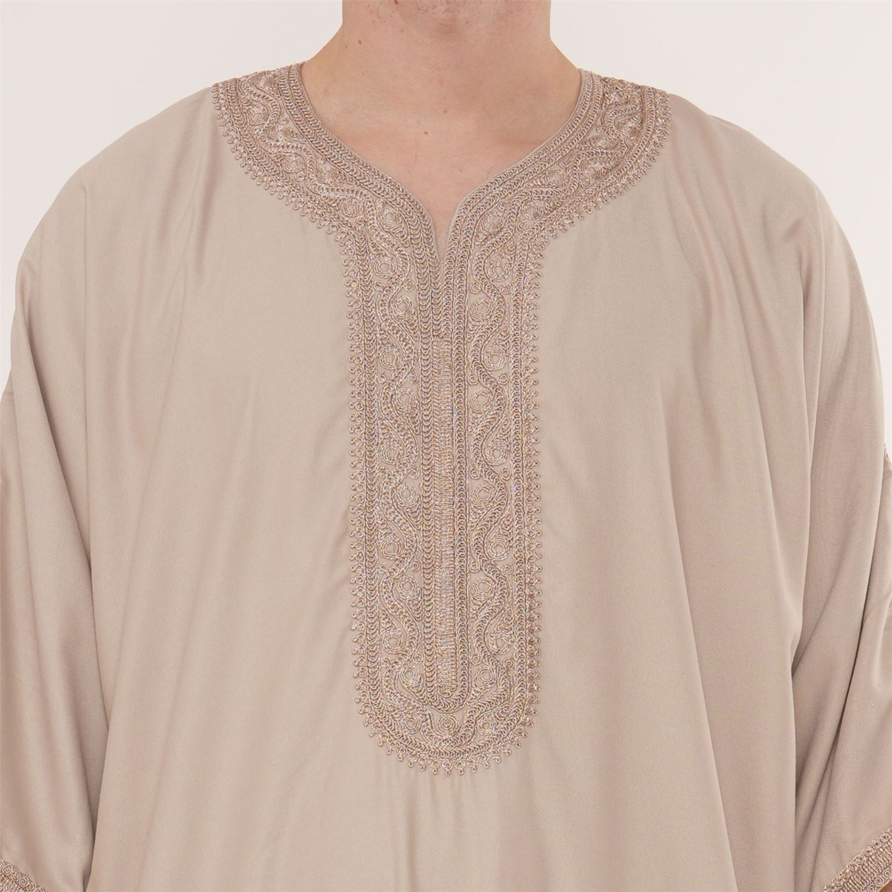 Men's Half Sleeve Embroidery Moroccan Thobe