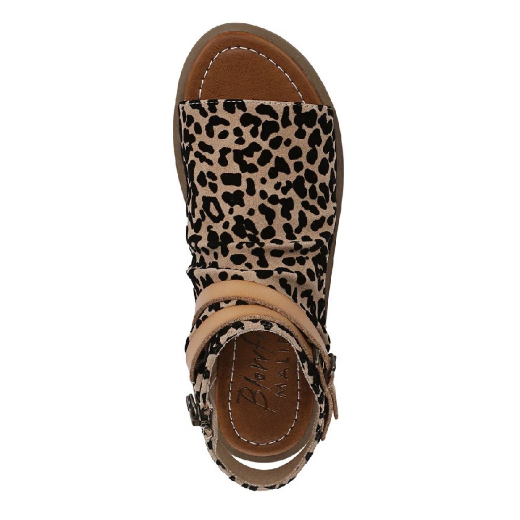 Denver - Women's Brown Leopard Strappy Low Wedge Sandals