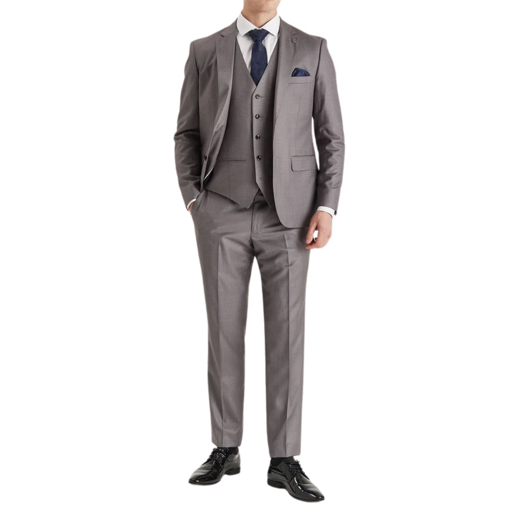 Edward - Men's Grey 3 Piece Stitch Lapel Classic Suit