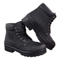 Mens Casual Work Laced R Boots Biker Work Combat Military PU Nubuck Leather - Knighthood Store