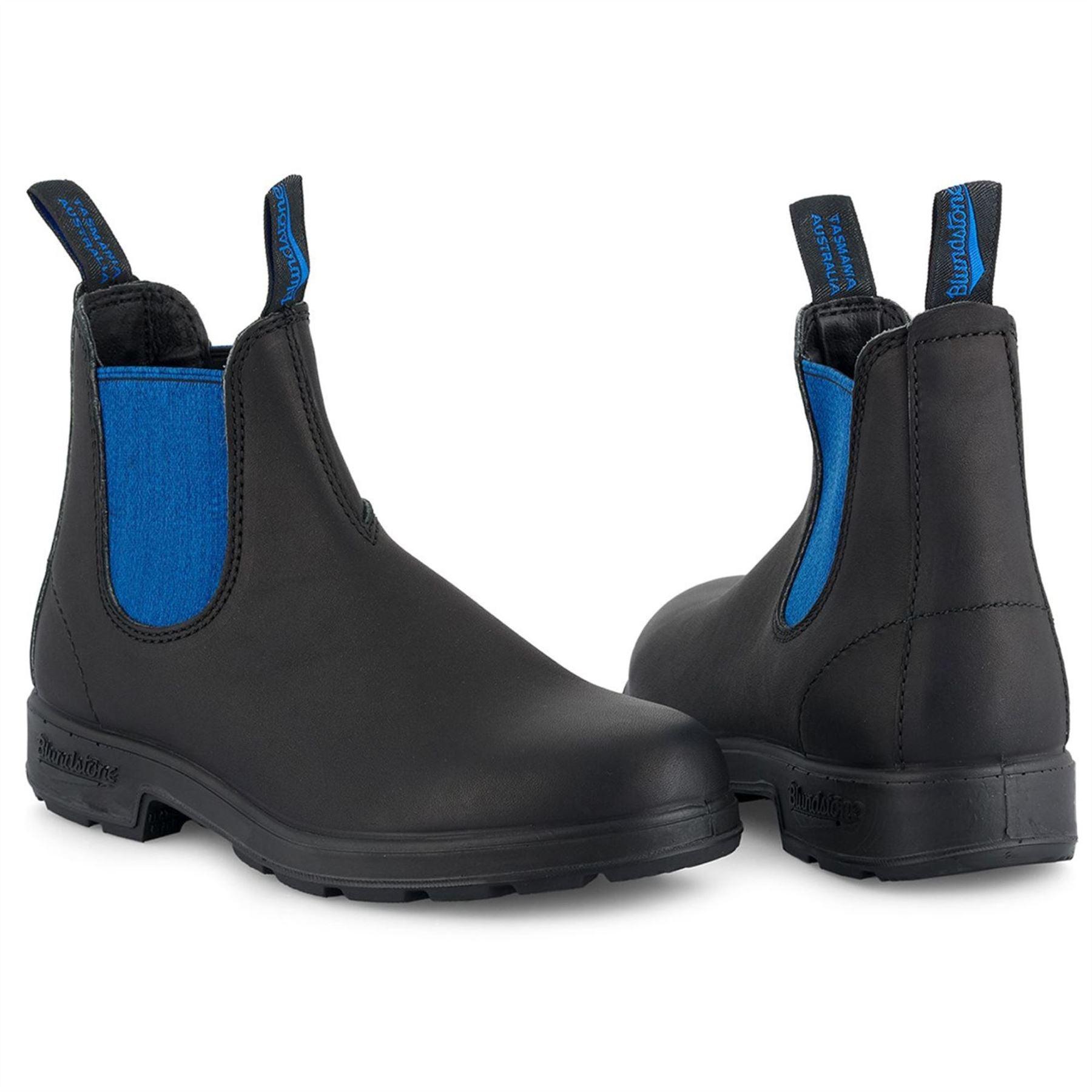 Blundstone 515 Black Blue Leather Chelsea Boots Black Blue Slip On Retro Ankle - Knighthood Store