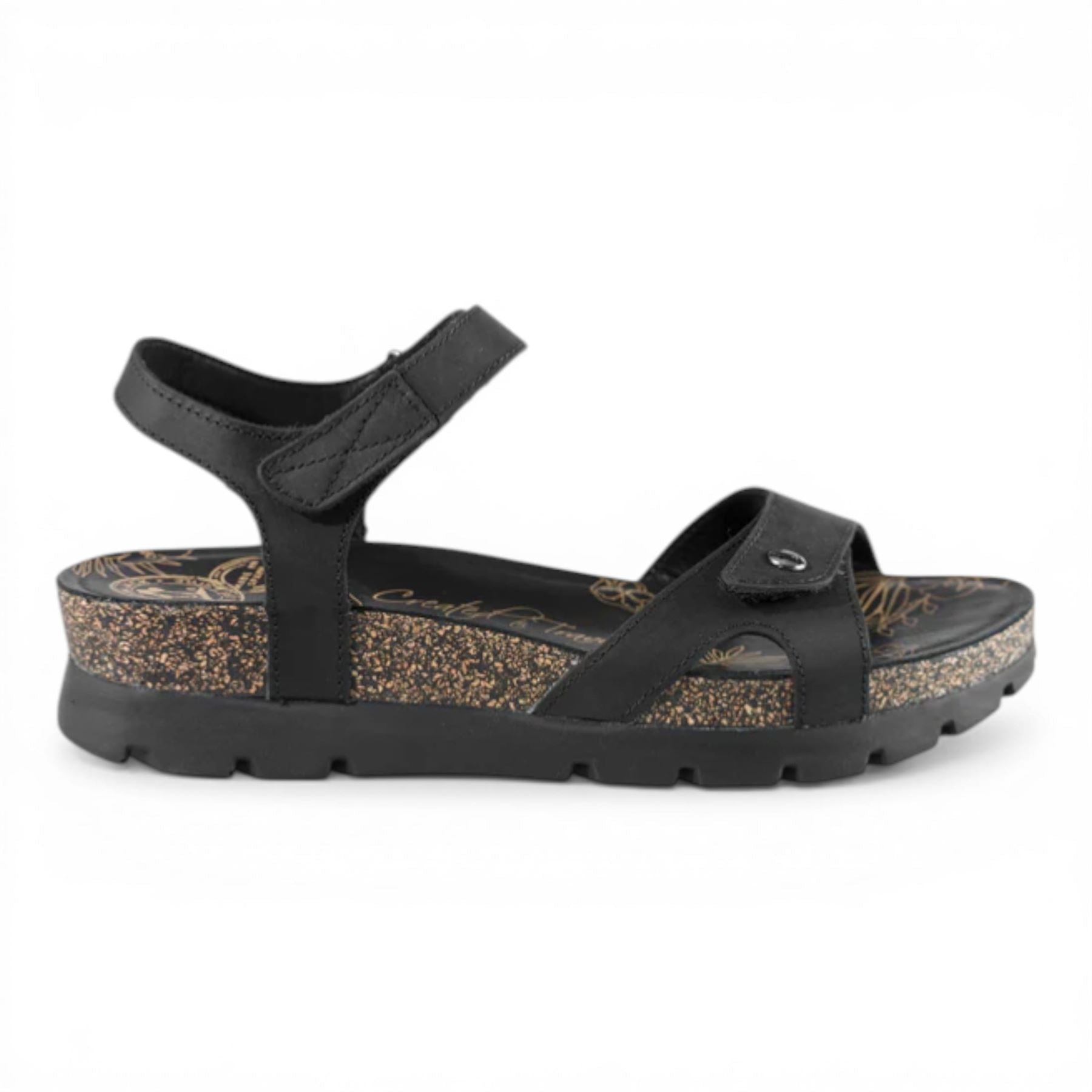 Sulia B2 - Women's Wedge Black Leather Platform Sandals