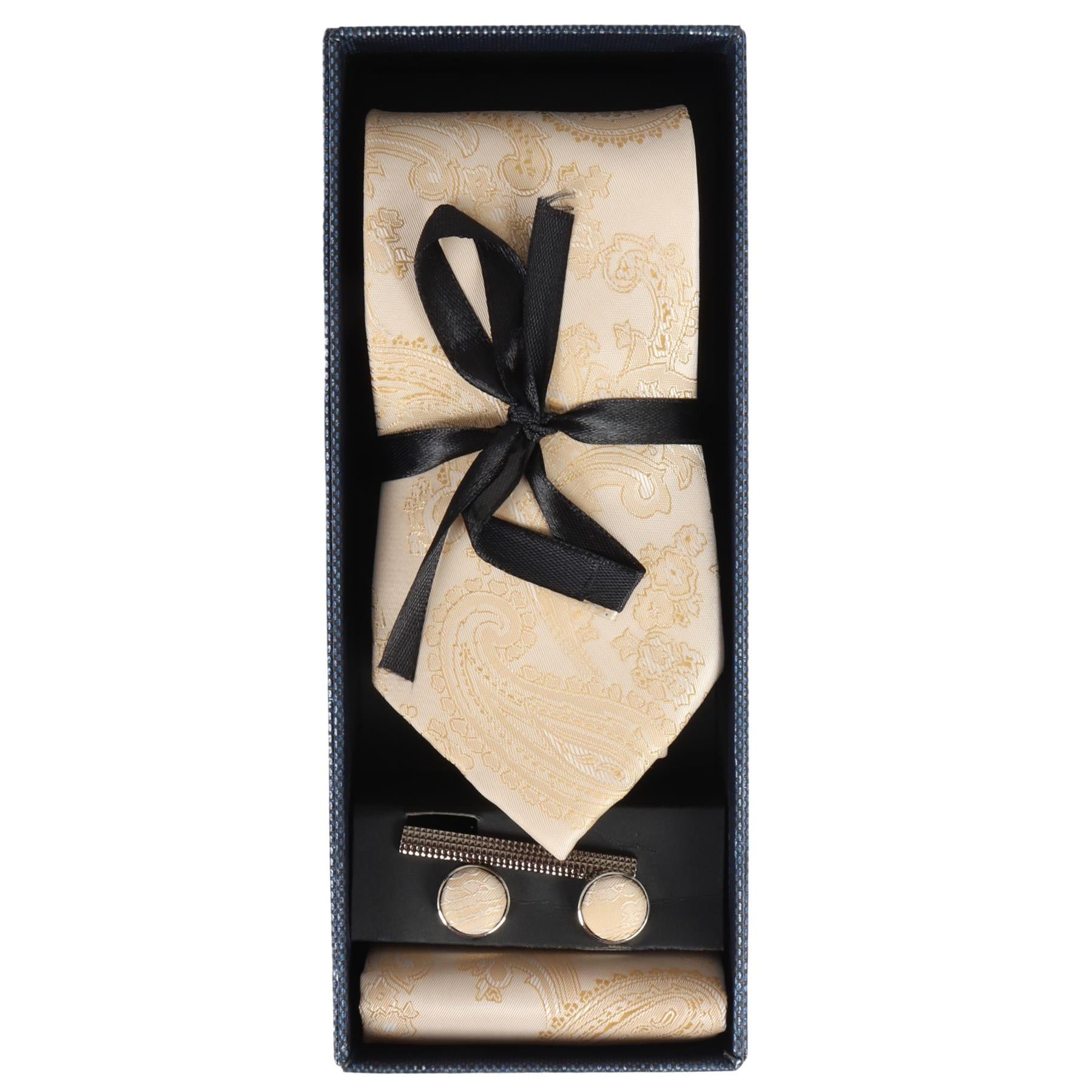 Paisley Neck Tie Gift Set Pocket Square Cuff Links Tie Floral Satin