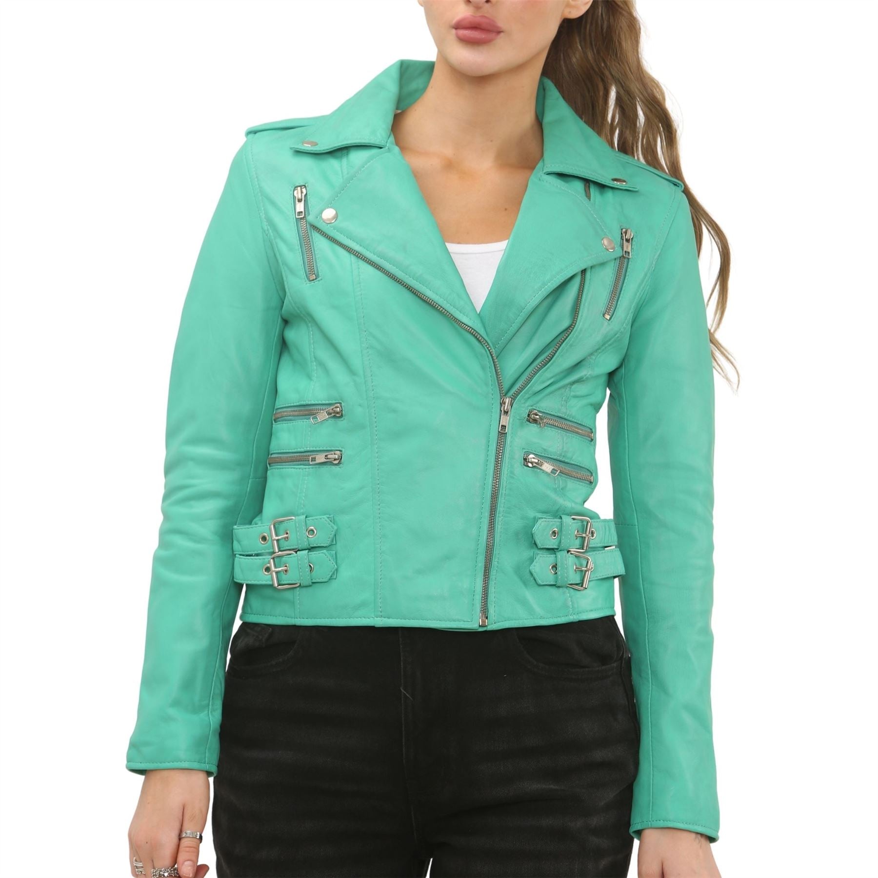 Women's Real Lamb Nappa Leather Vintage Biker Jacket