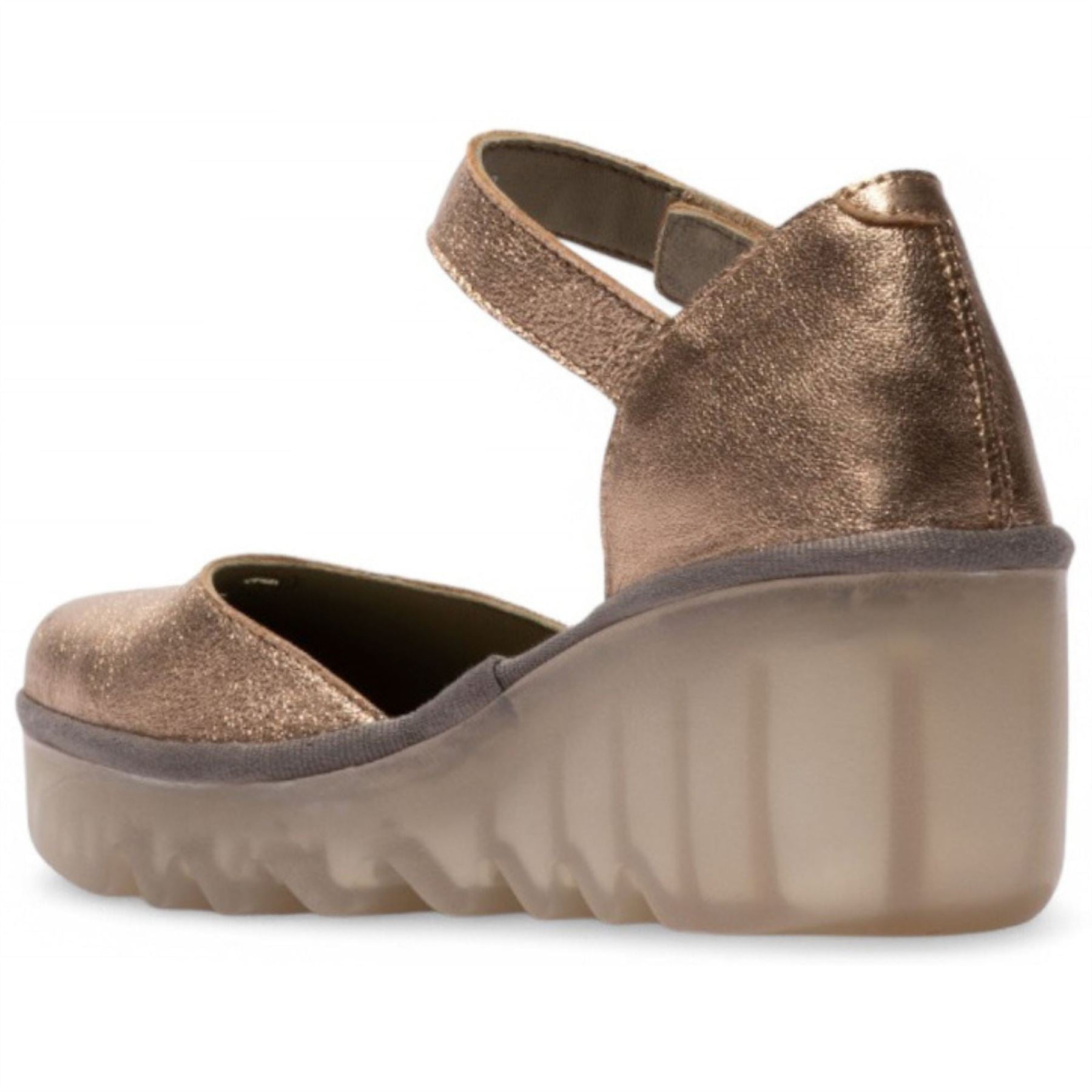 BISO305FLY - Women's Wedge Heel Closed Toe Leather Sandals