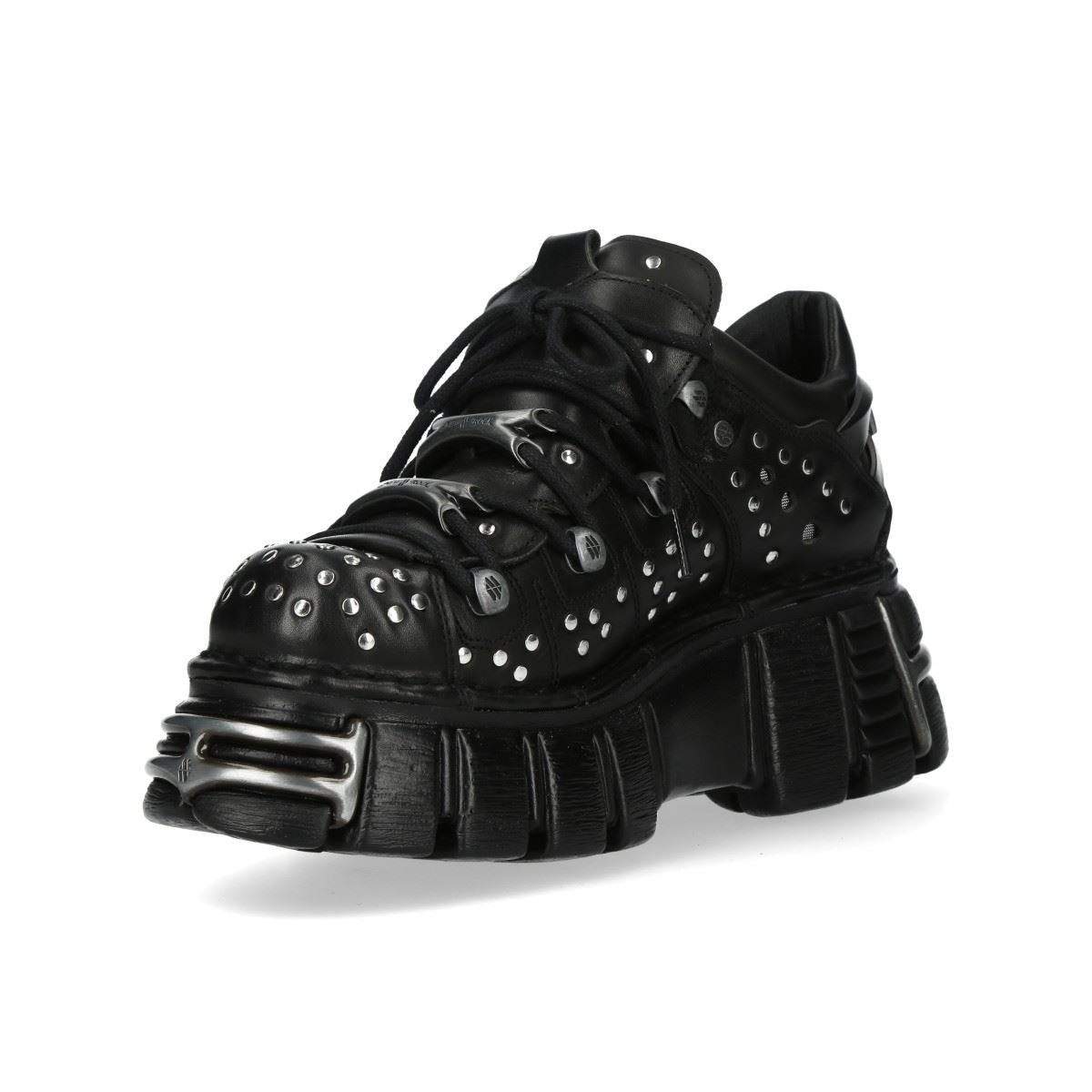 New Rock M-120NR-C1 Black Leather Platform Ankle Boots