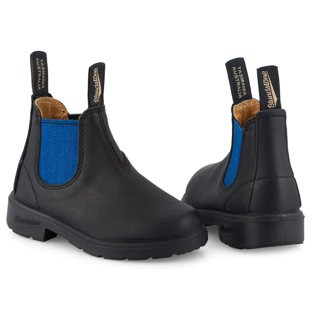 Blundstone 580 Kids Black Blue Slip On Chelsea Ankle Boots