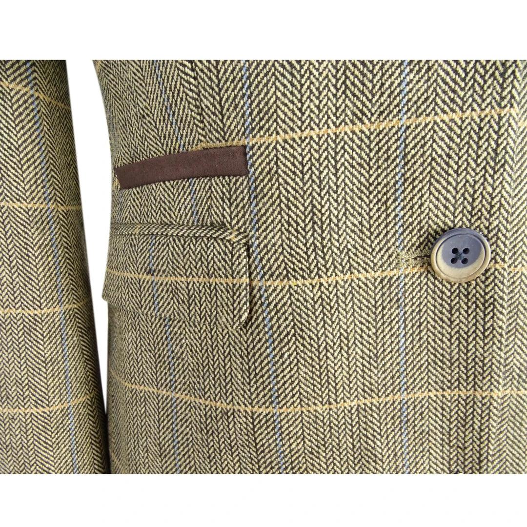 Women Classic Tweed Herringbone Check Tan Brown Slim Fit Vintage peaky blinders - Knighthood Store