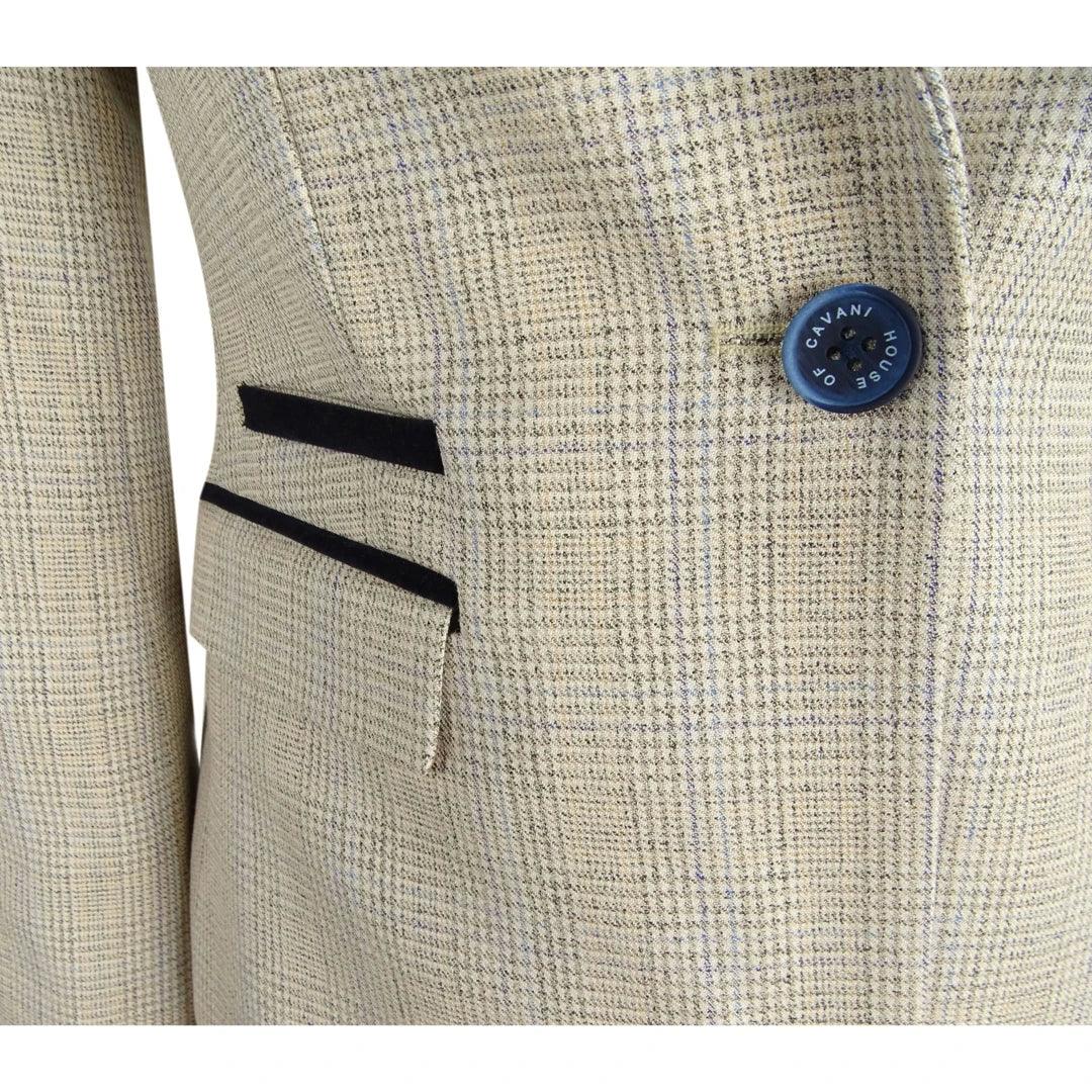 Women Tweed Herringbone Cream Black Tailored Fit Peaky Blinders Classic Blazer - Knighthood Store