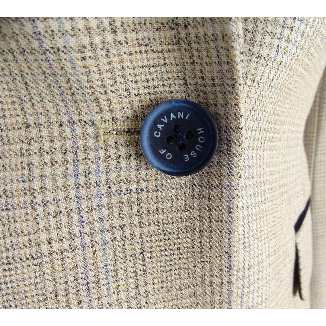 Women Tweed Herringbone Cream Black Tailored Fit Peaky Blinders Classic Blazer - Knighthood Store