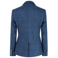 Women Navy Blue Blazer Tweed Check 1920's Peaky Blinders Tailored Fit Vintage - Knighthood Store