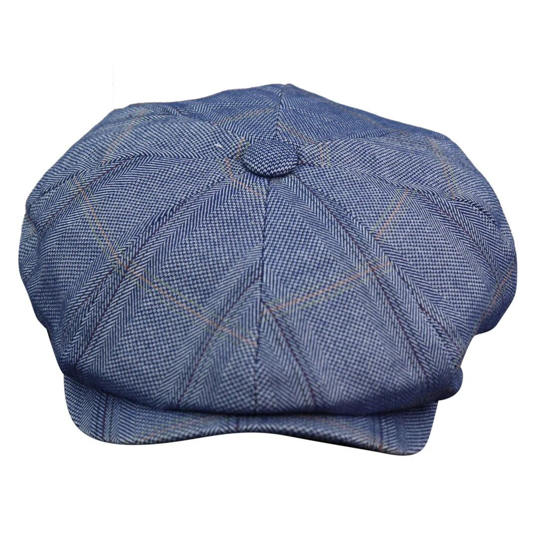 Mens 8 Panel Button Hat Flat Cap Newsboy Baker Boy Check Hat Tweed Blinders - Knighthood Store