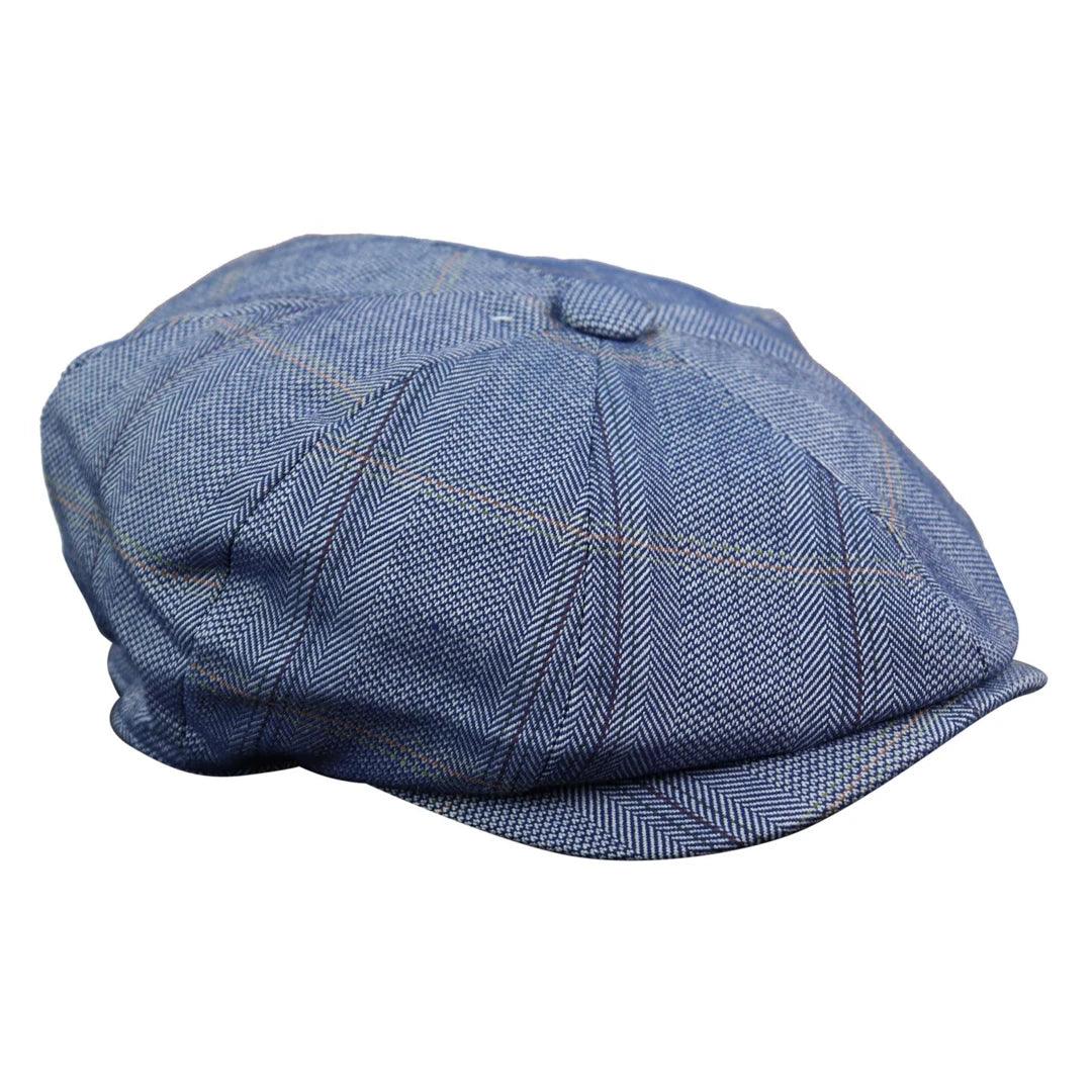 Mens 8 Panel Button Hat Flat Cap Newsboy Baker Boy Check Hat Tweed Blinders - Knighthood Store