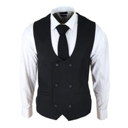 Mens Double Breasted Scoop Waistcoat Classic Smart Formal Wedding - Knighthood Store