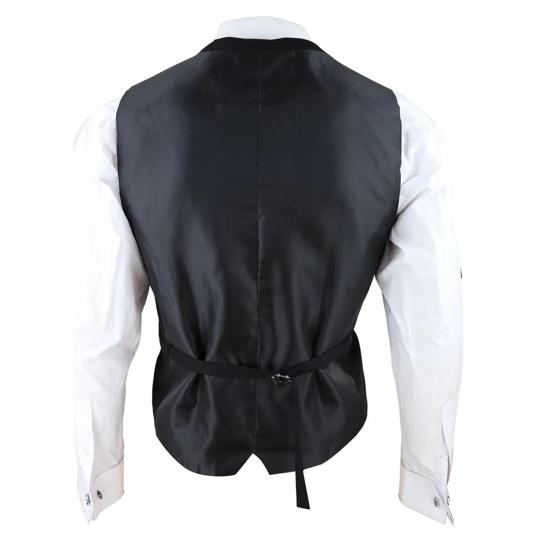 Mens Double Breasted Scoop Waistcoat Classic Smart Formal Wedding - Knighthood Store