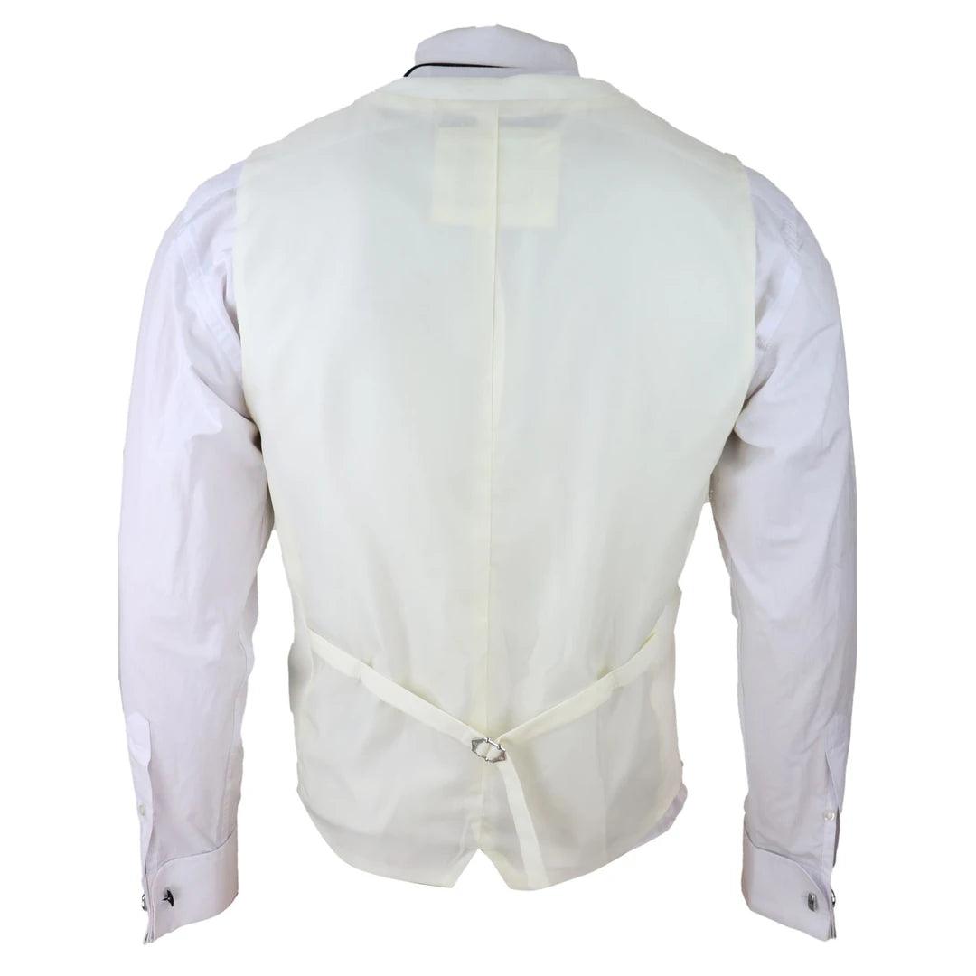 Mens Double Breasted Scoop Waistcoat Classic Smart Formal Wedding - Knighthood Store