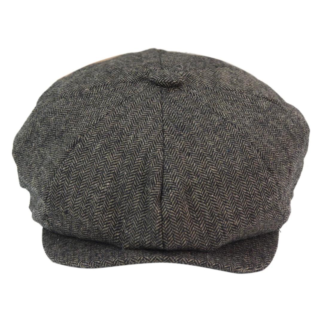 Mens 8 Panel Hat Wool Baker Boy Newsboy Flat Cap Grandad Tweed Check 1920s Peaky - Knighthood Store